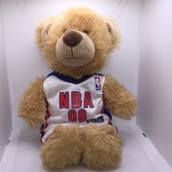 Build A Bear Workshop Brown Plush Stuffed Bear NBA Basketball Jersey and Shorts - Picture 4 of 9